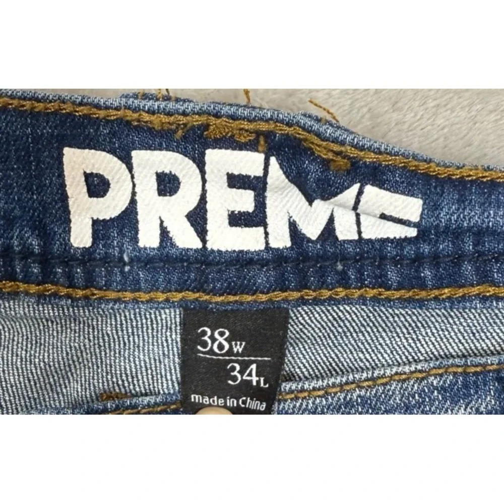 Preme Men's Distressed Denim Jeans Cargo Pockets Size 38 Streetwear